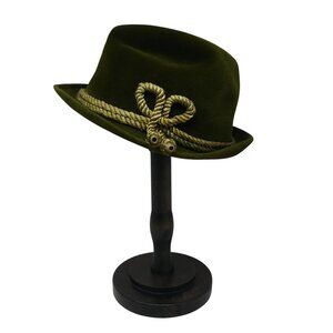 Vintage P&C Habig Vienna Ventilo John Helmer Green Velvet Rope Detail Fedora Hat
